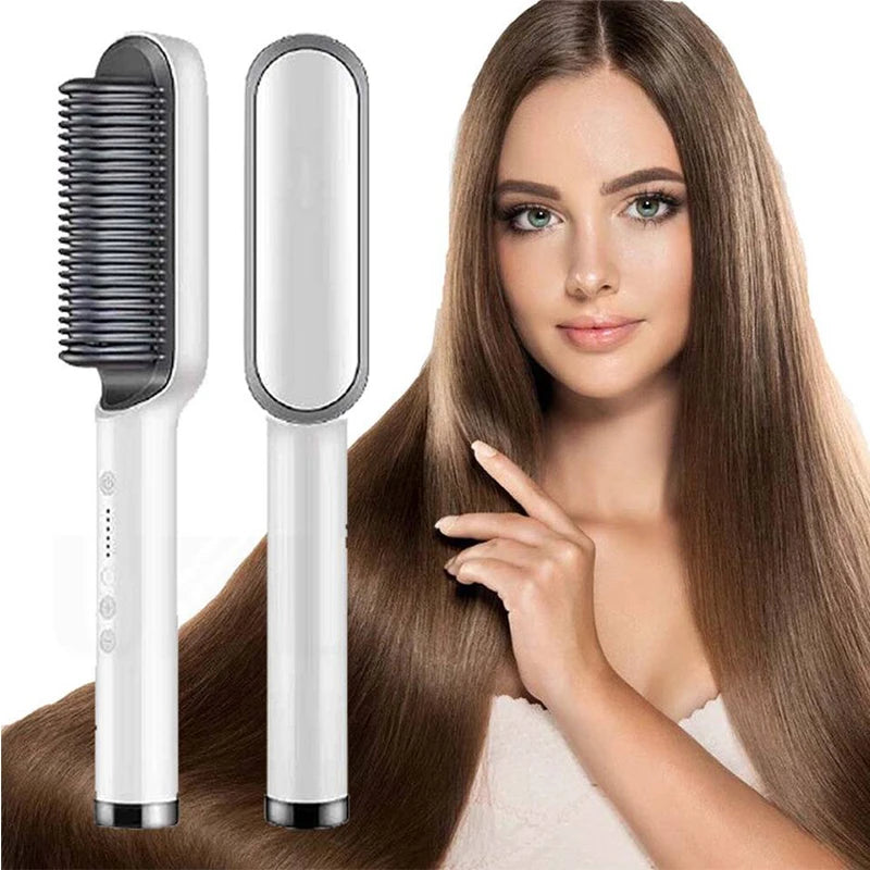 Escova de cabelo elétrica aquecimento pentear para bivolt alisado