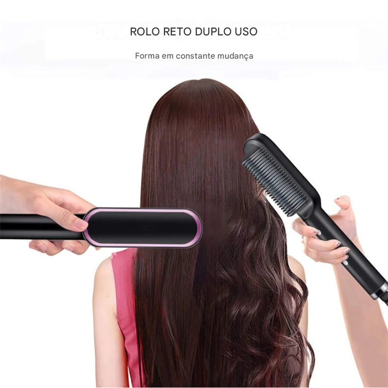 Escova de cabelo elétrica aquecimento pentear para bivolt alisado